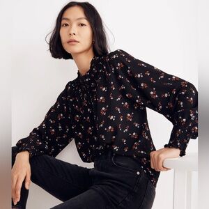 Embroidered Floral Smockneck Top